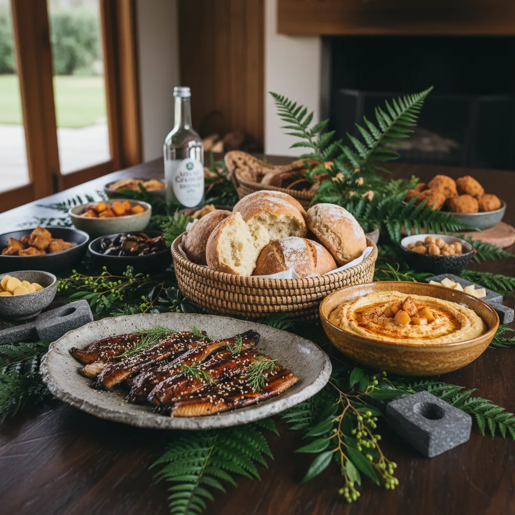 Modern Māori fusion grazing table with native ingredients