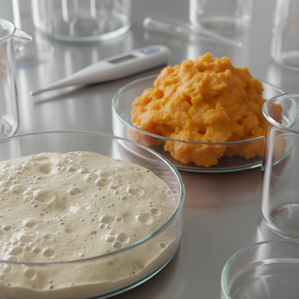 Sourdough starter and mashed kumara texture comparison