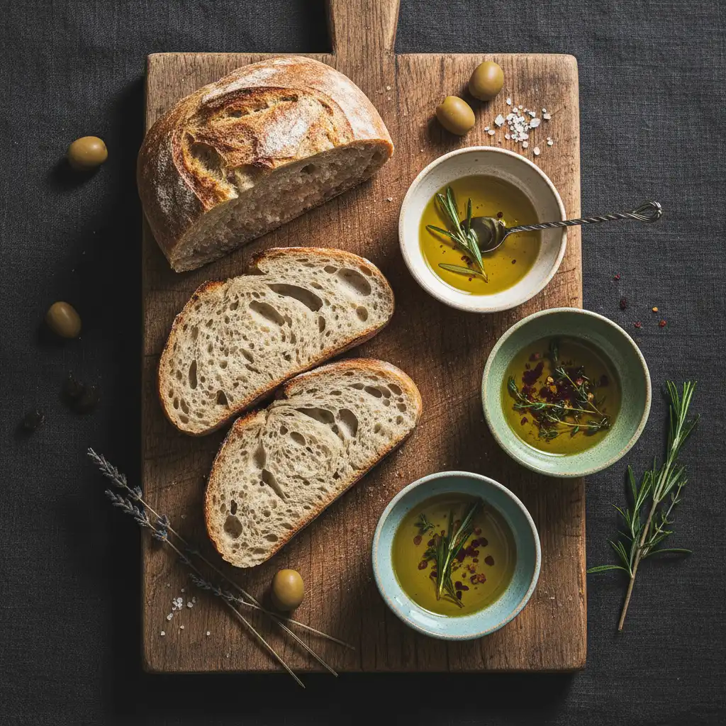 Sourdough slices with infused dipping oils