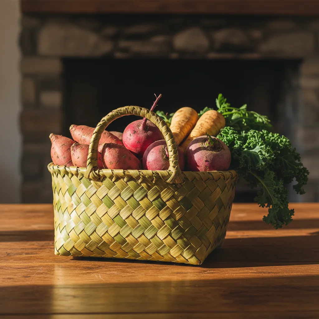 Harvested kai representing Taha Tinana and physical nourishment