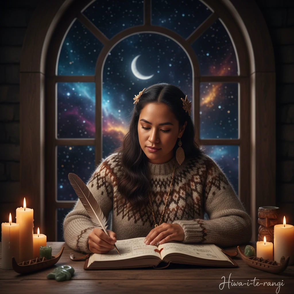 Young woman journaling aspirations during Matariki