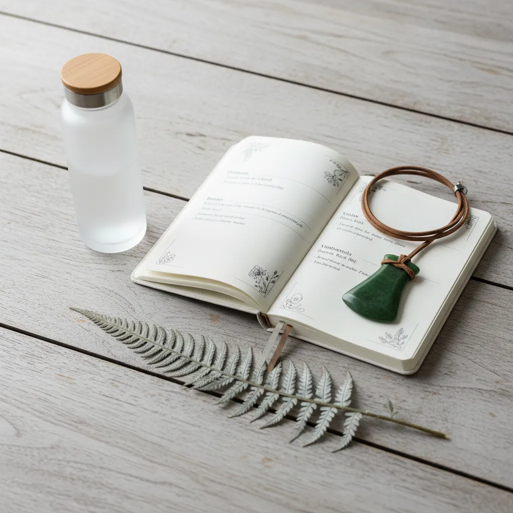 Flat lay of wellness items representing the four pillars of Te Whare Tapa Whā