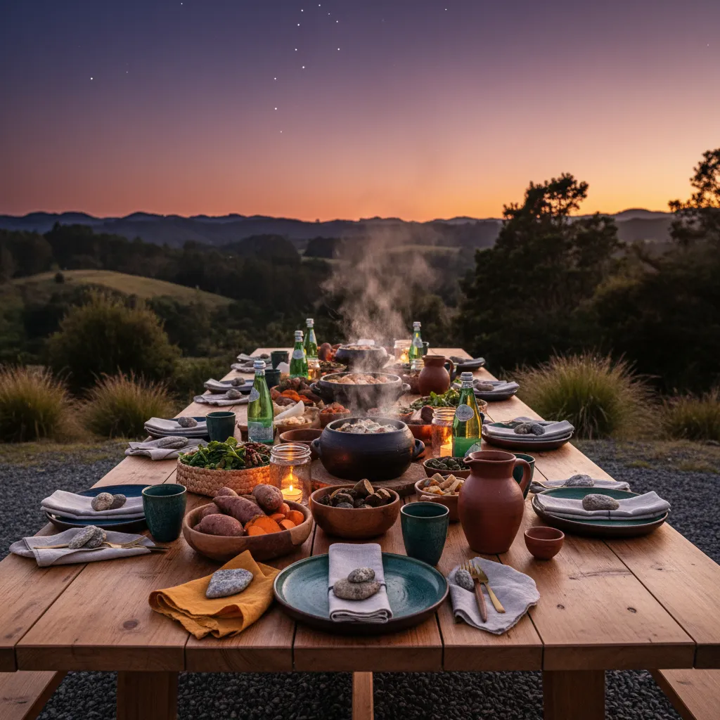 Zero-waste Matariki feast table setting with reusable crockery