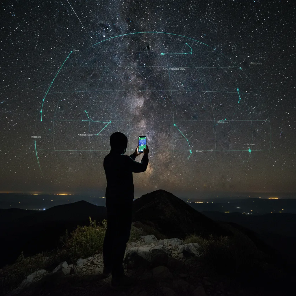 Using a star map app to locate Matariki