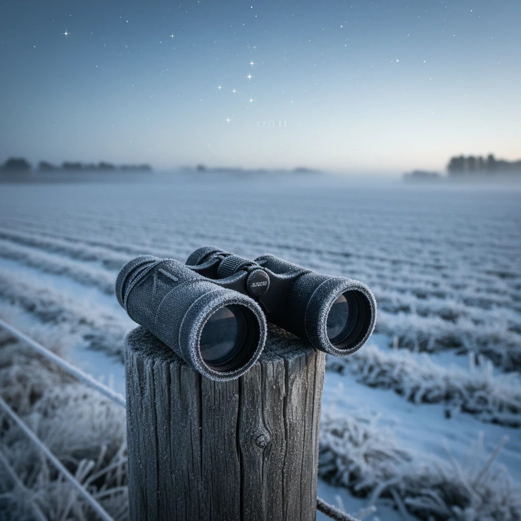Binoculars for viewing Matariki on a frosty morning