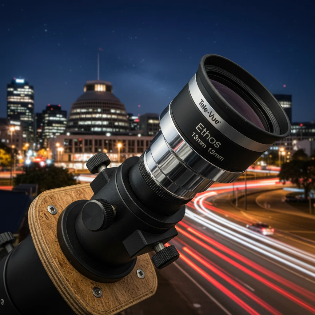 Close up of telescope rental equipment focusing mechanism