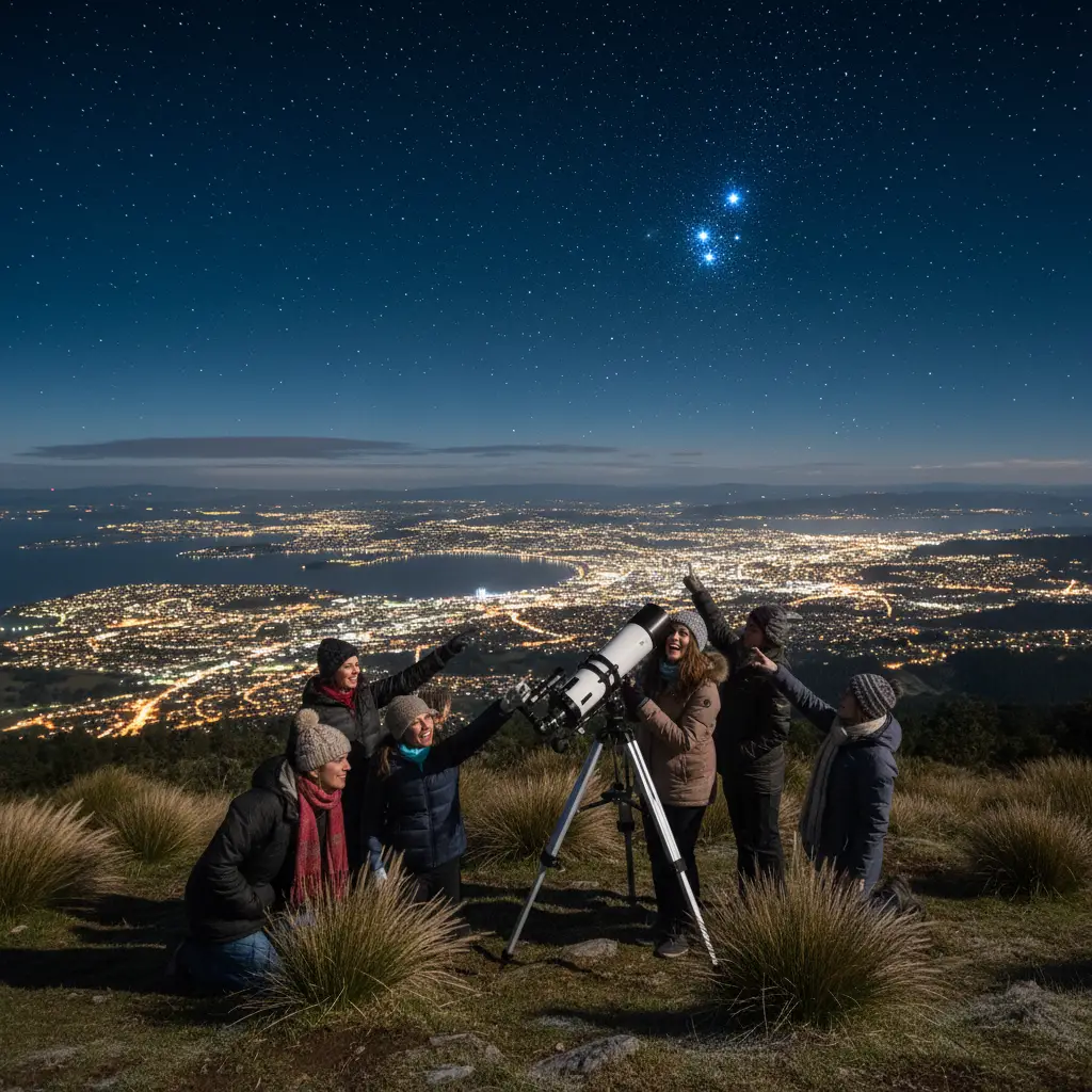 Group viewing Matariki through a rented telescope in Wellington