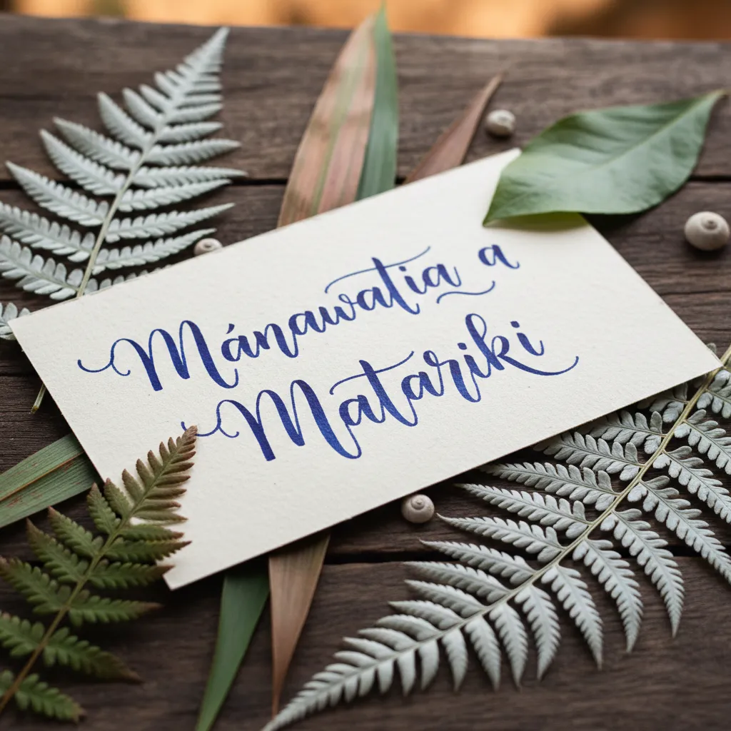 Handwritten card saying Mānawatia a Matariki