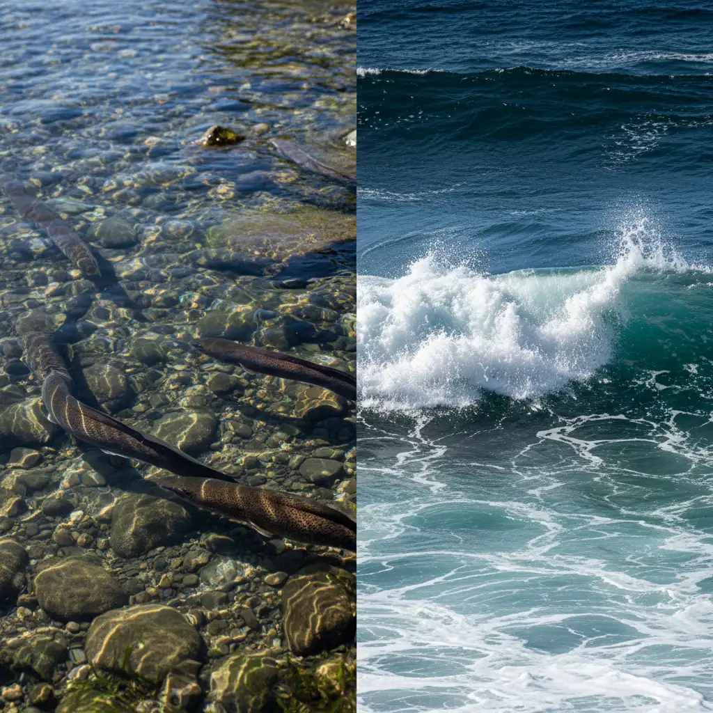 Contrast between fresh water and salt water environments