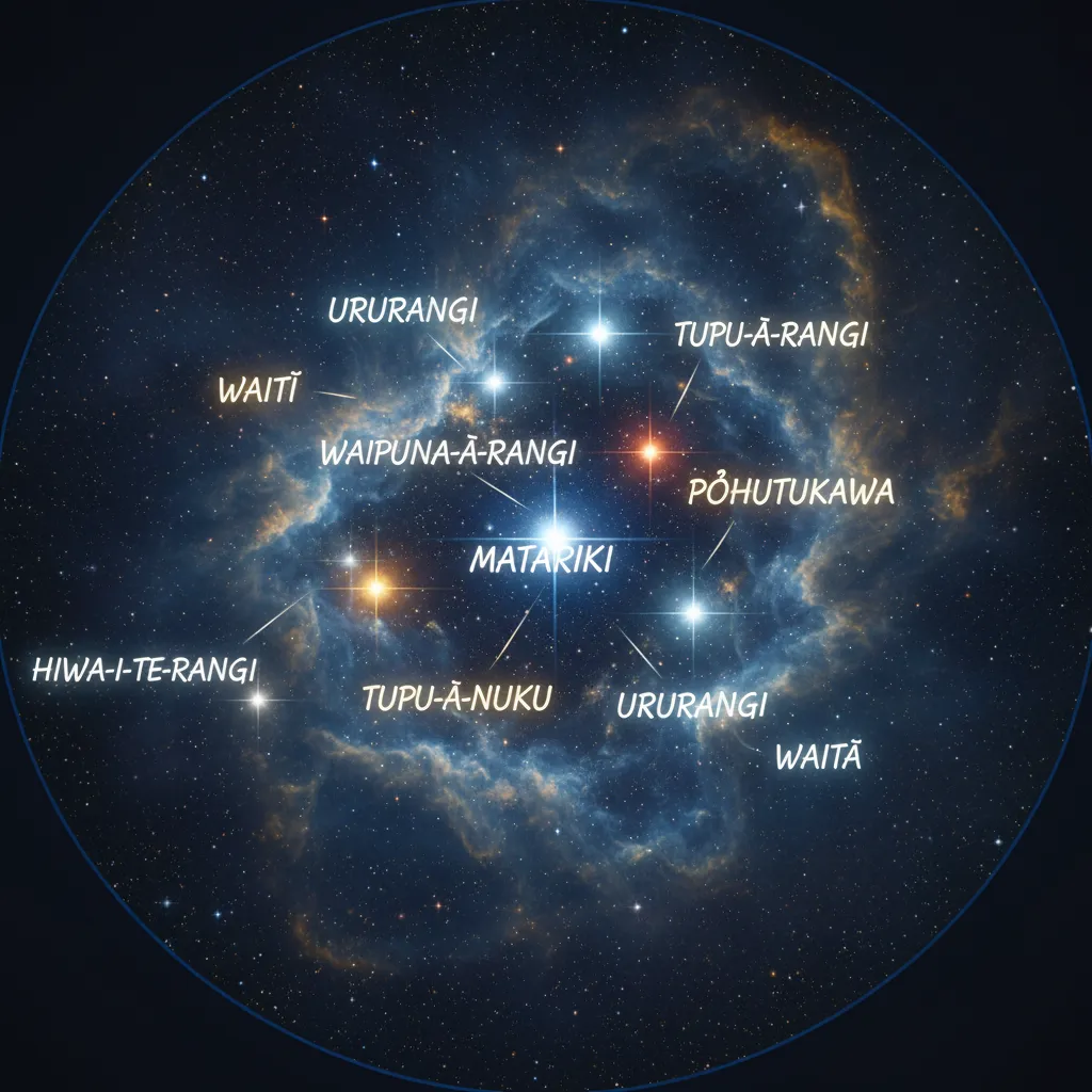 Diagram of the nine stars of Matariki