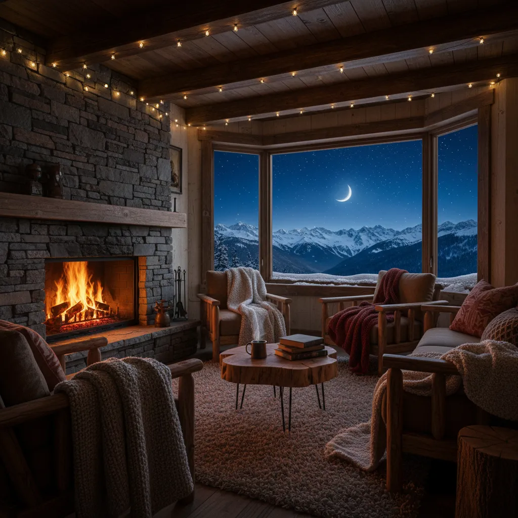Cozy winter interior of Aoraki Mackenzie accommodation