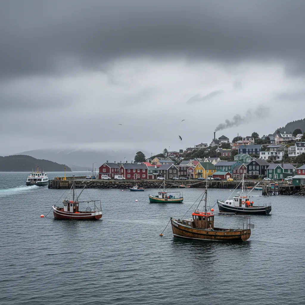 Oban township and Halfmoon Bay in winter