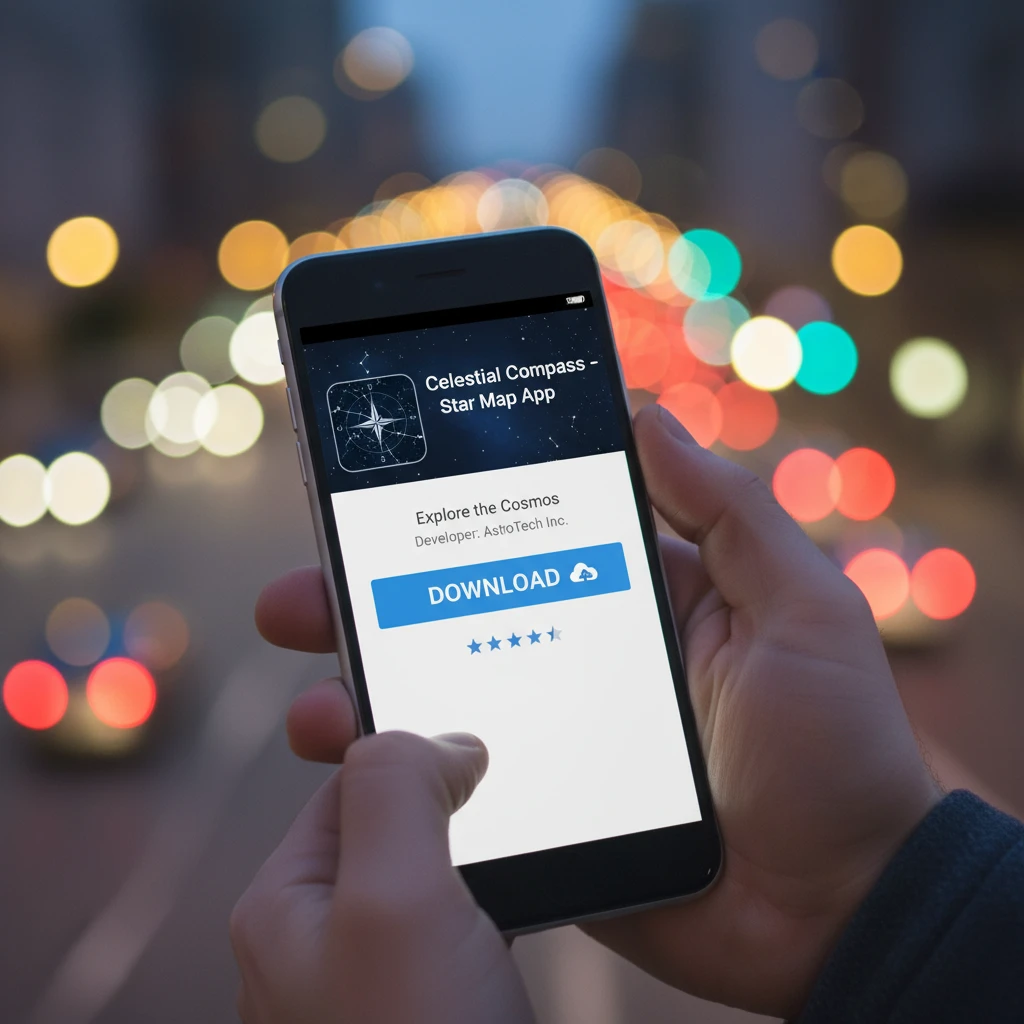 Downloading a star locator app from the app store