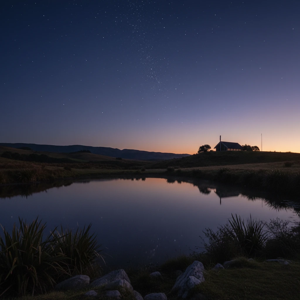 The Matariki star cluster rising at dawn over Aotearoa