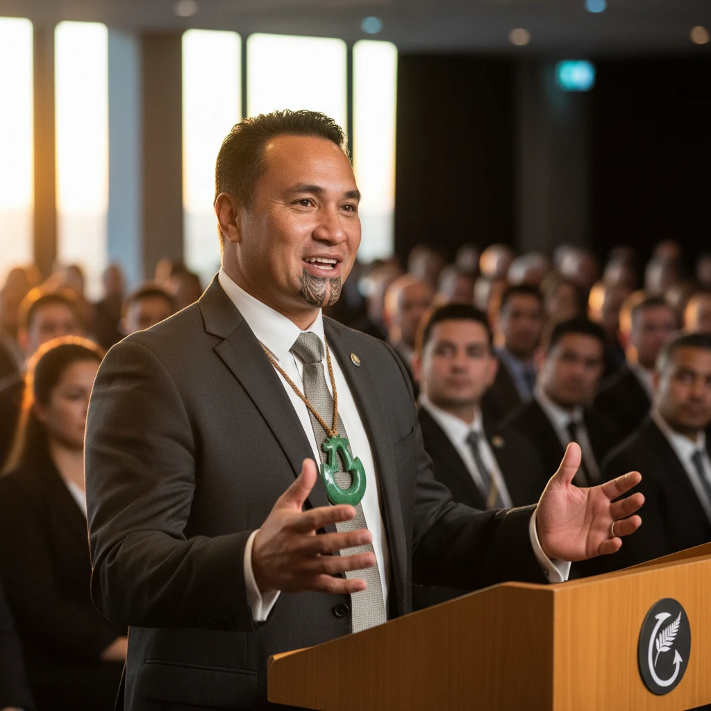 Indigenous leader delivering a keynote speech at the summit
