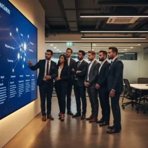 Diverse team learning about Matariki stars in an office setting