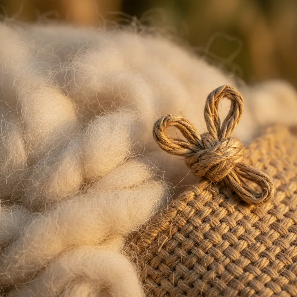 Close up texture of sustainable merino wool fabric