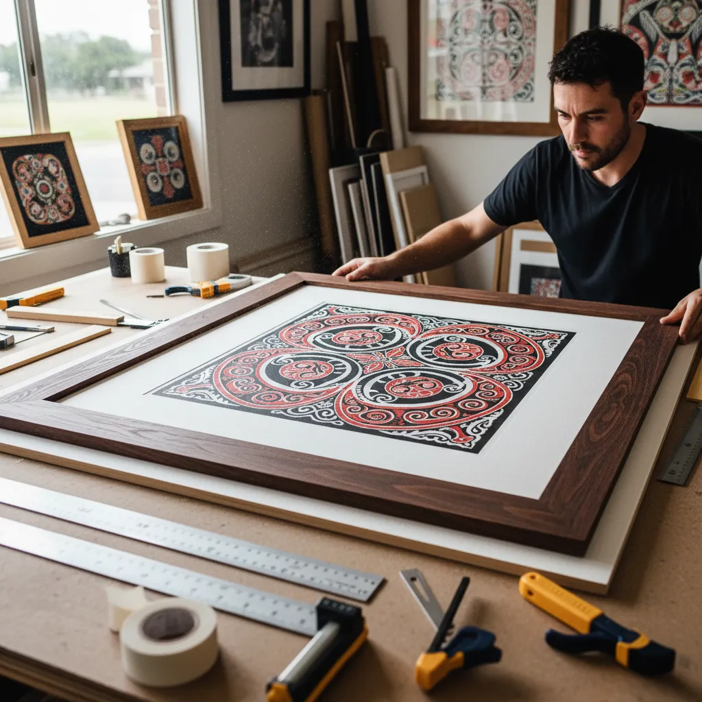 Professional framing of a Maori art print