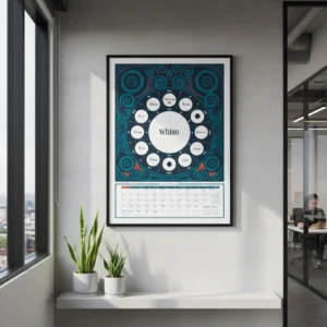 Maramataka wall planner displayed in a modern office setting