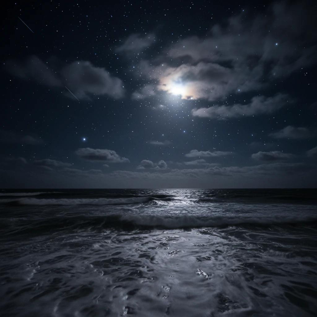 Matariki stars over a turbulent ocean