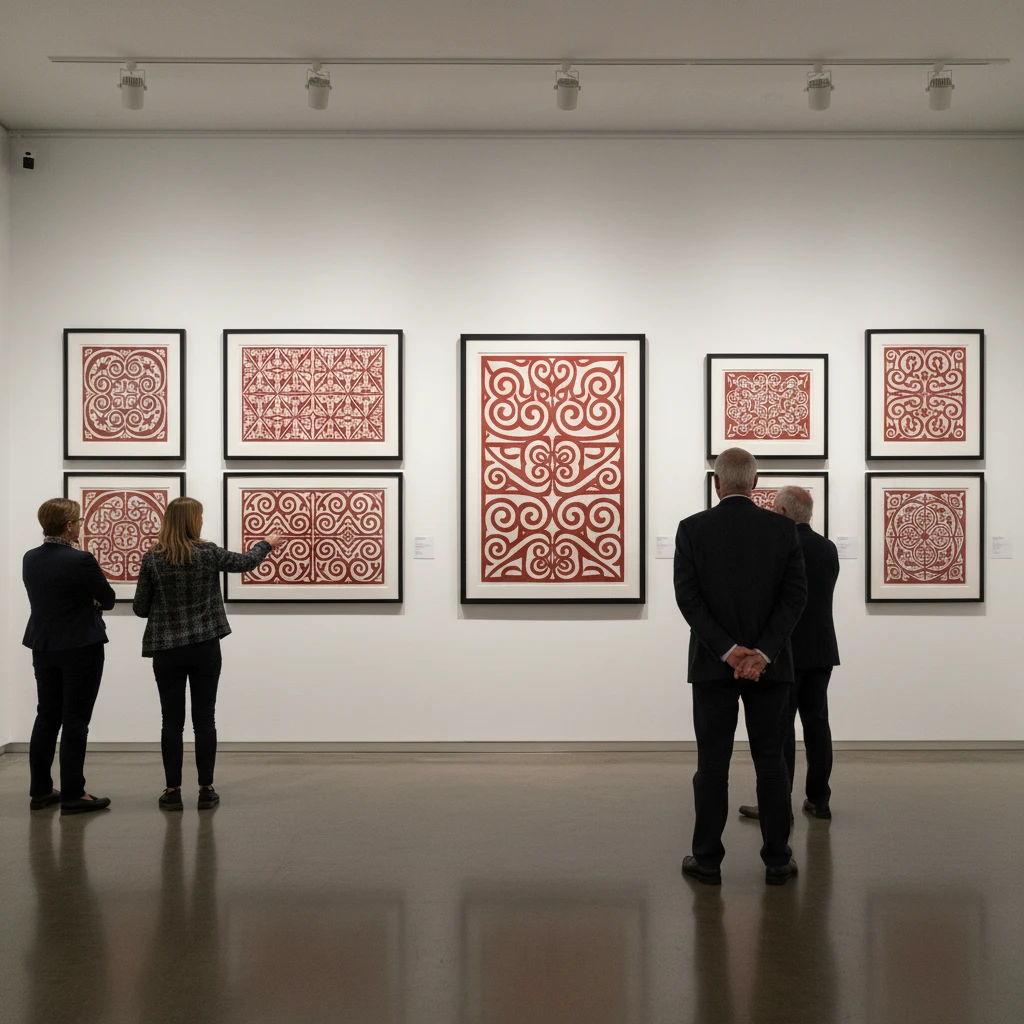 Gallery wall featuring various Maori art prints for sale