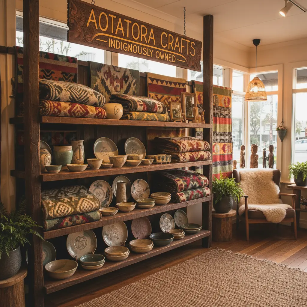 Shop display of ethically sourced indigenous textiles