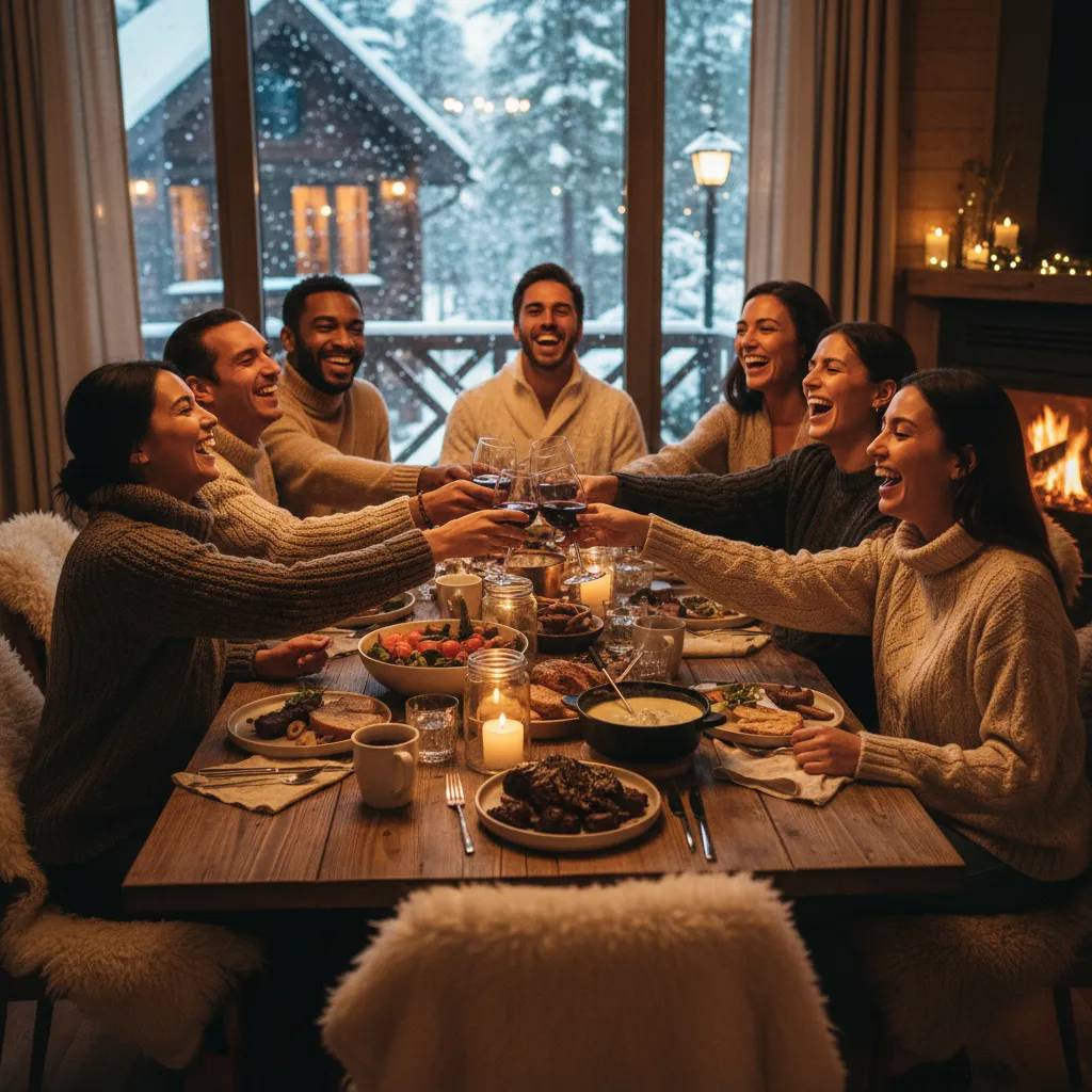 Friends and family enjoying a Matariki dinner party indoors