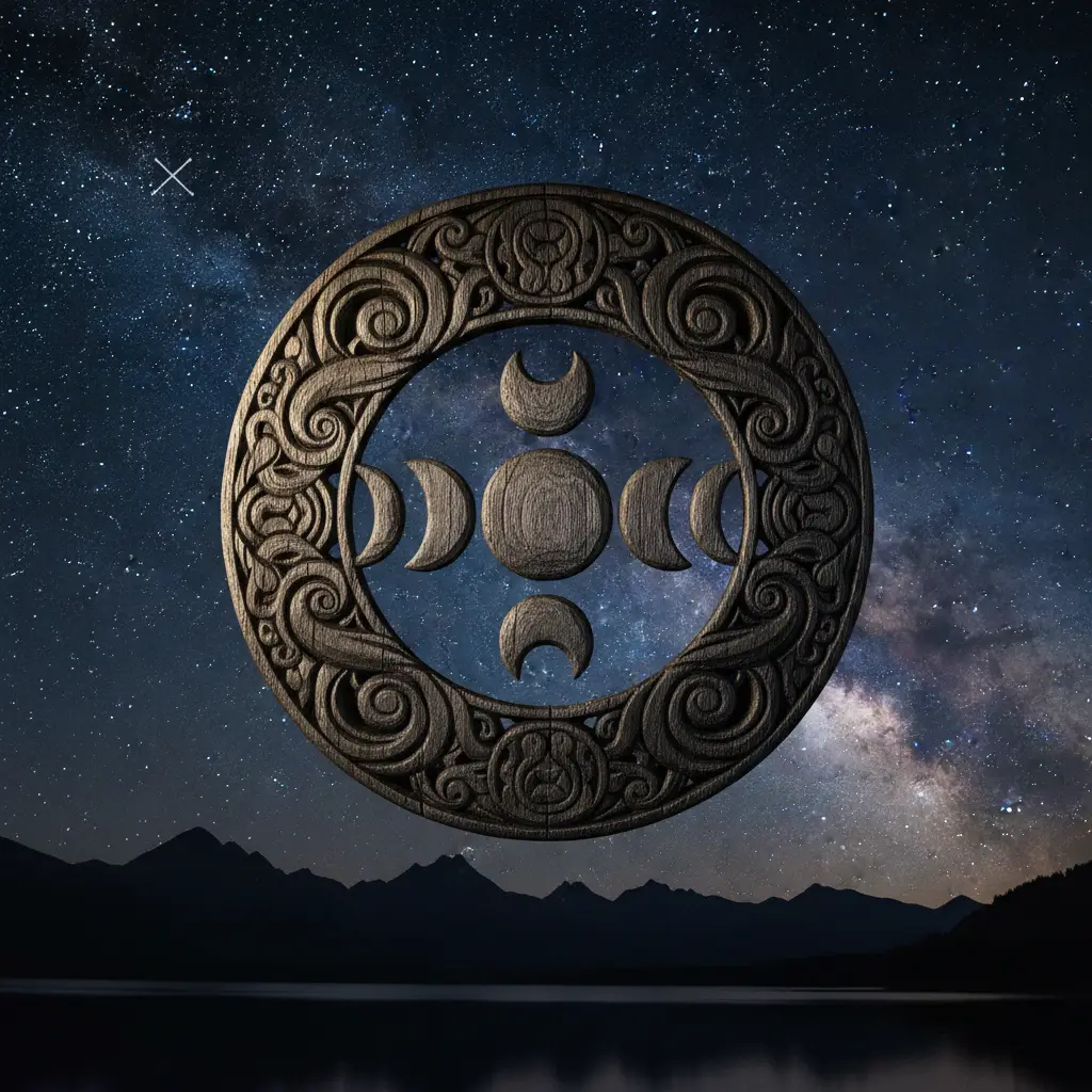 Carving representing the Maramataka Maori lunar calendar phases