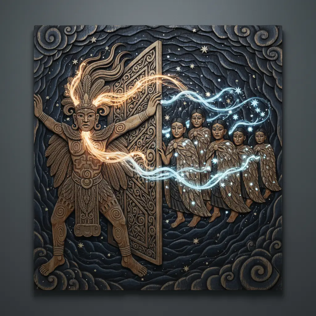 Artistic representation of Puanga as the herald of Matariki in Māori mythology