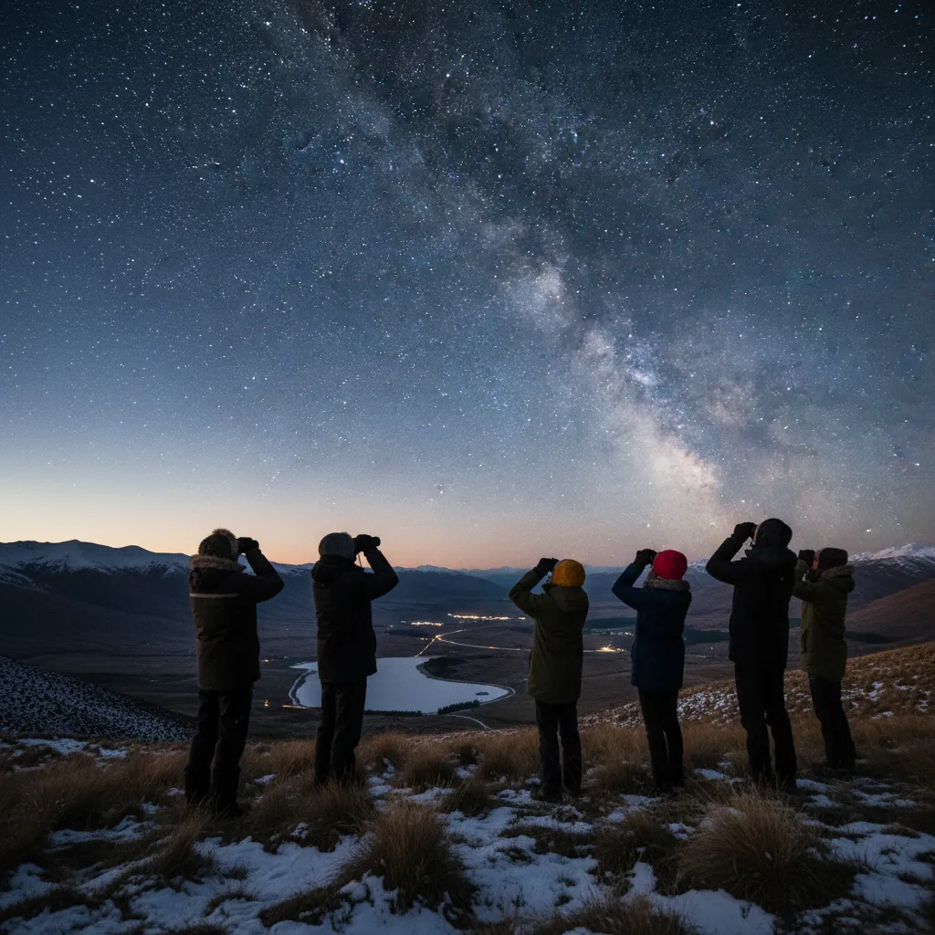 Tourists stargazing during the Māori New Year in a Dark Sky Reserve