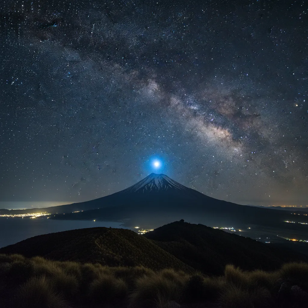The star Puanga (Rigel) rising over Mount Taranaki signaling the New Year