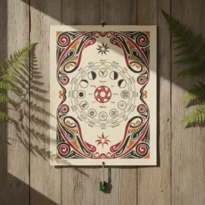 A premium Maramataka wall calendar displaying lunar phases for 2025