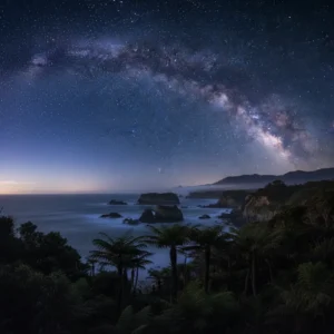 Puanga star rising over the Northland coastline