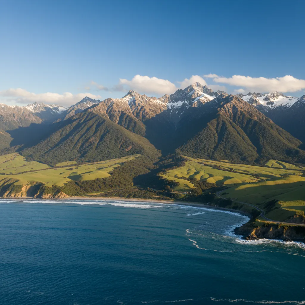 Seaward Kaikoura Ranges meeting the ocean