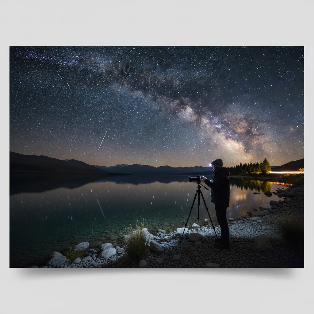 Astrophotographer setting up a shot near Lake Tekapo