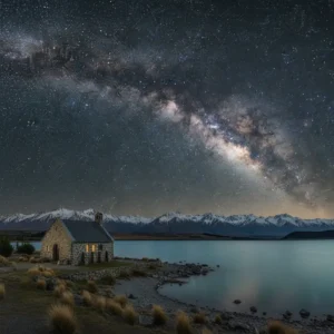 Milky Way over Lake Tekapo during winter