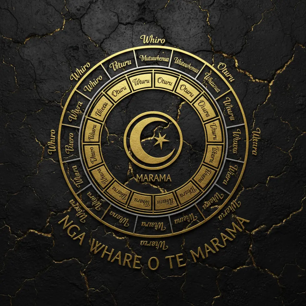 Graphic illustration of the phases of the Maori lunar calendar