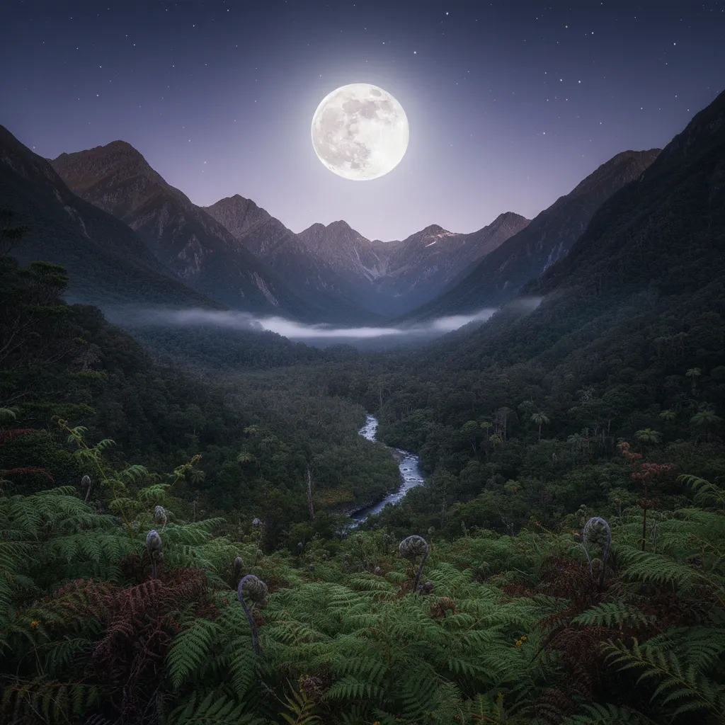The Rakaunui full moon phase illuminating the NZ landscape
