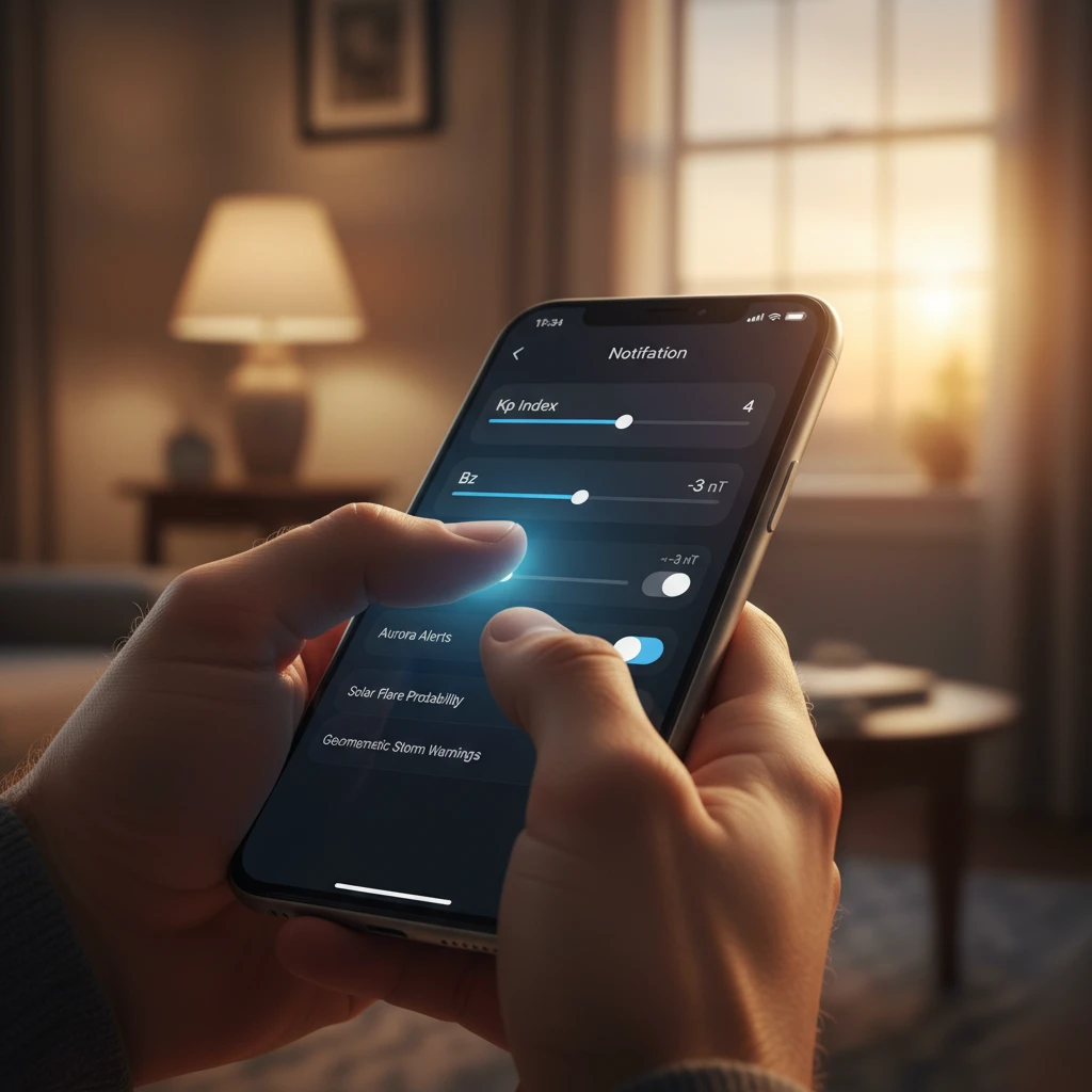 Adjusting custom notification settings on an aurora alert app