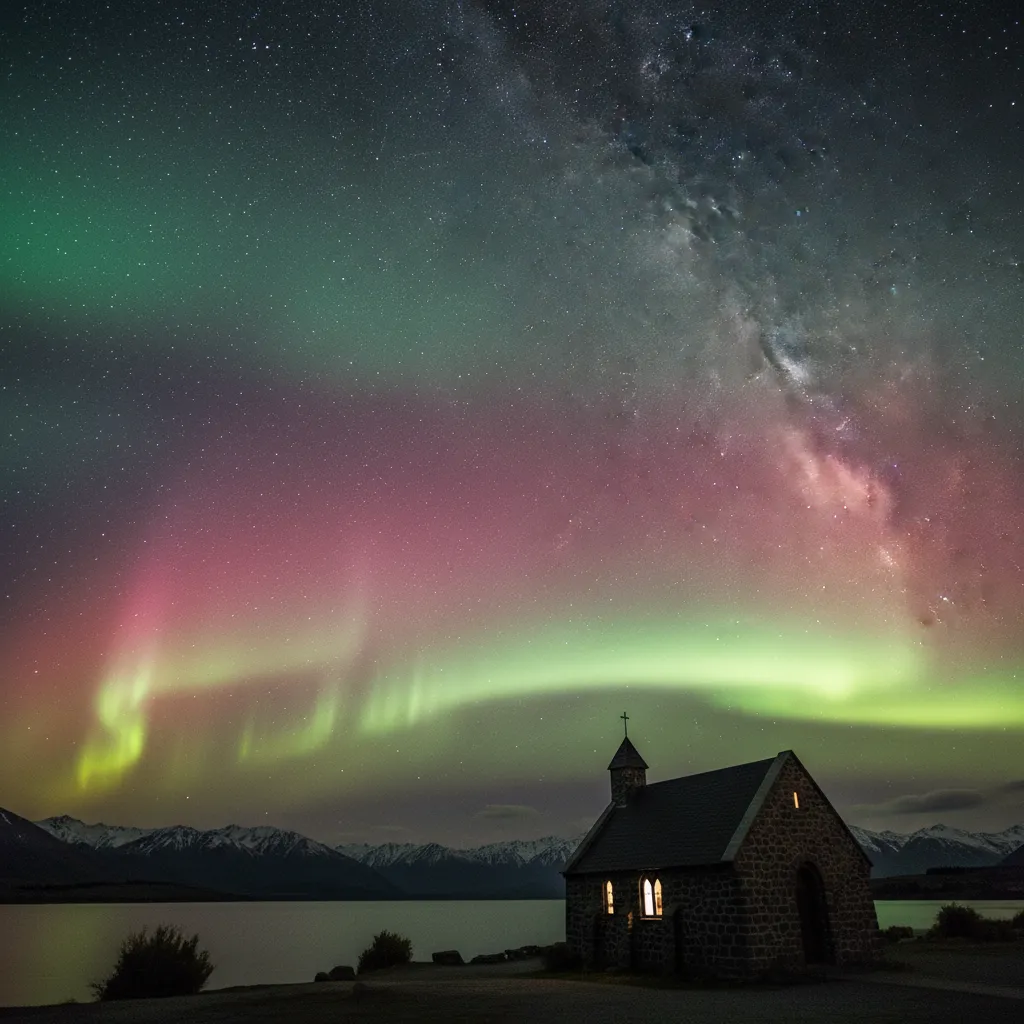 Aurora Australis over Lake Tekapo New Zealand