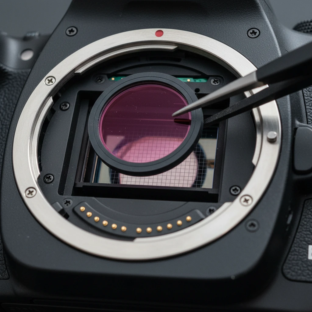 Installing a clip-in filter into a DSLR camera