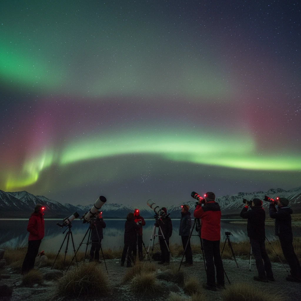 Viewing Aurora Australis with telescope