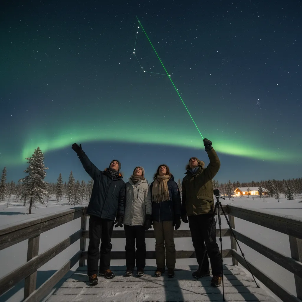 Tour guide showing constellations to a group on Stewart Island