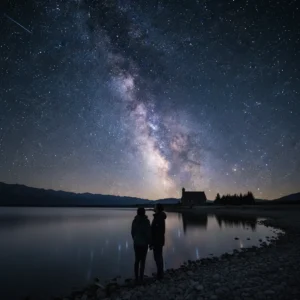 Stargazing at Lake Tekapo New Zealand during a meteor shower