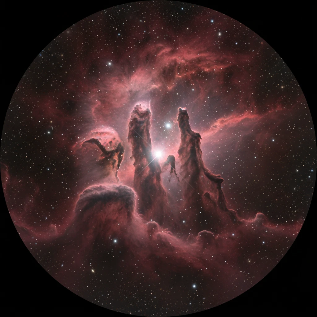 Telescopic view of the Carina Nebula and Eta Carinae