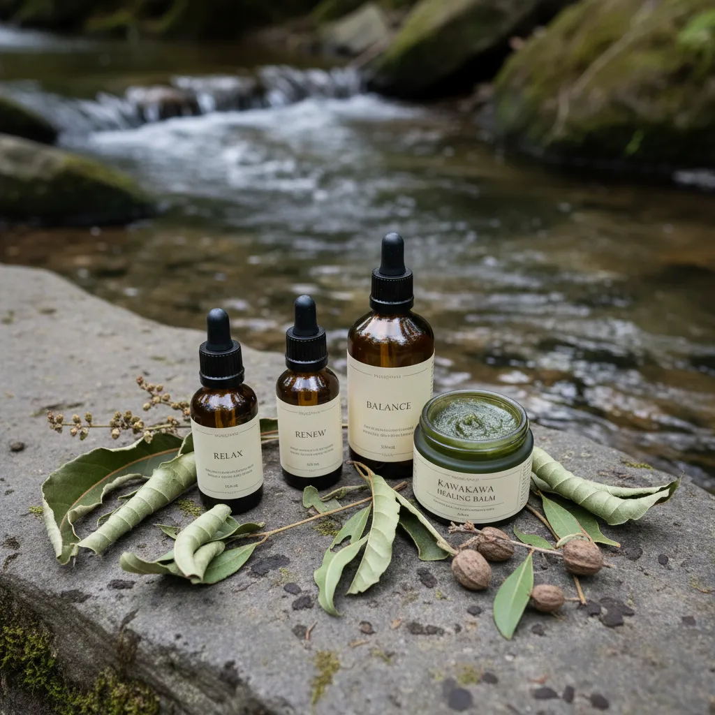 Rongoā Māori wellness gift set with kawakawa balm and oils