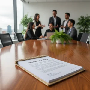 Matariki workplace policy document on a boardroom table