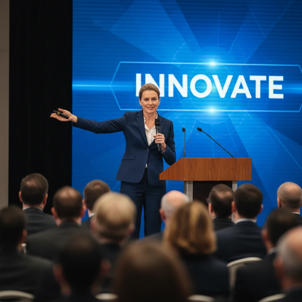 Business professional delivering a formal speech during Matariki