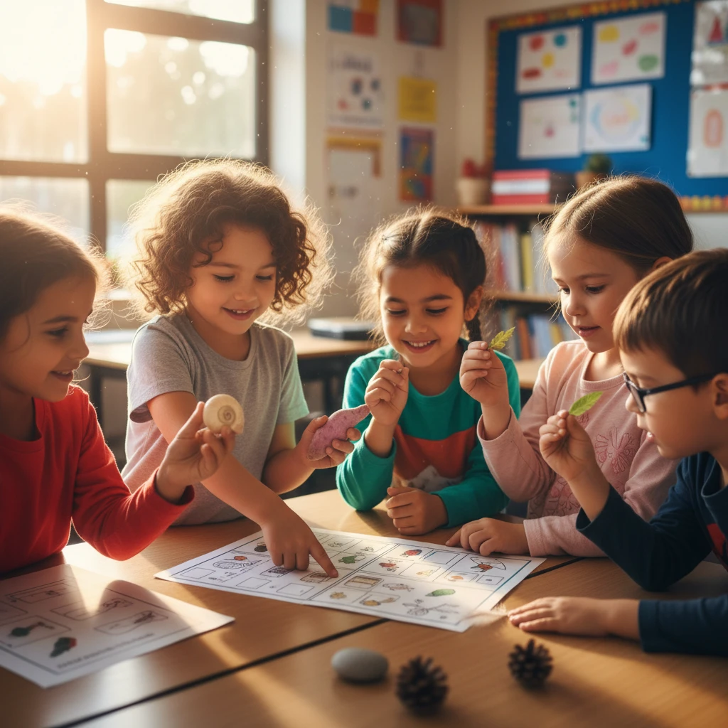 Children participating in an indoor Matariki scavenger hunt