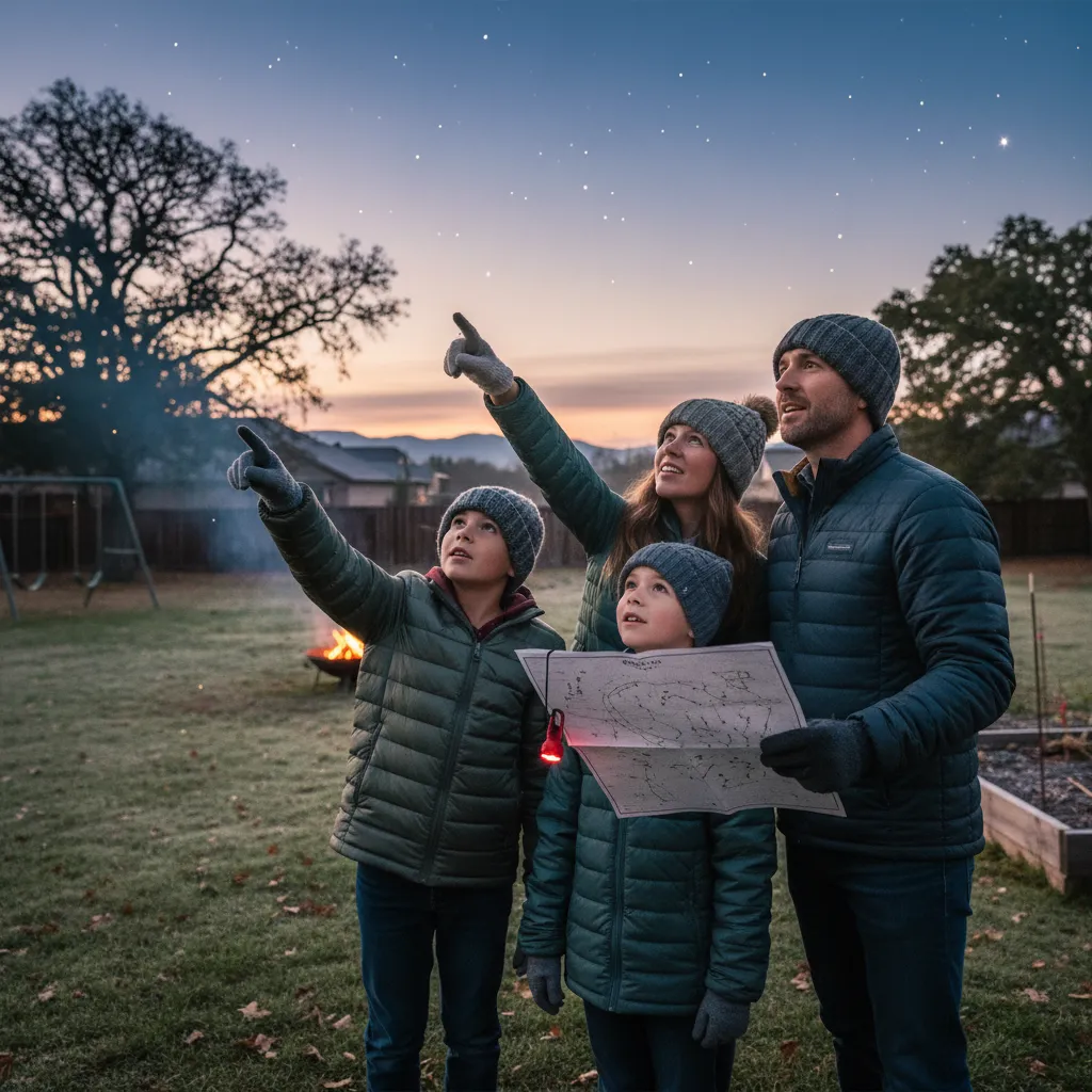 Family stargazing for Matariki at dawn
